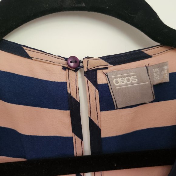 Asos Mod Column Striped Midi Dress Size 12 - Picture 7 of 10